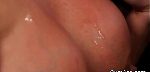  Horny peach gets cumshot on her face swallowing all the load